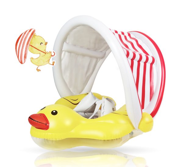 Quacki_Baby Schwimmtrainer mit süßem Ente Motiv und SPF50+ Sonnendach